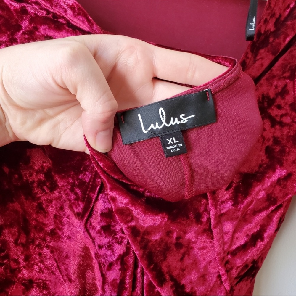 Lulus | Raspberry Red True Story Crushed Velvet B… - image 3